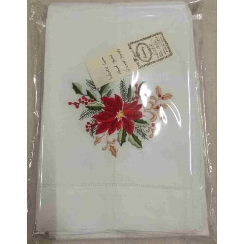 Set of 12 Handkerchiefs White Linen Hemstitched Tea Towel -14x22"Cloth Guest Hand Dish Kitchen Bathroom Towels embroidery Floral