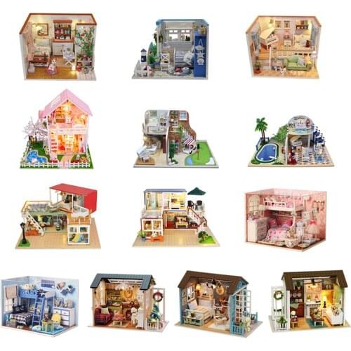 DIY Large Handcraft Miniature Dollhouse Furniture Set Decor Toy Pretend Play Furniture Toys for Children Kids Dolls Accessories