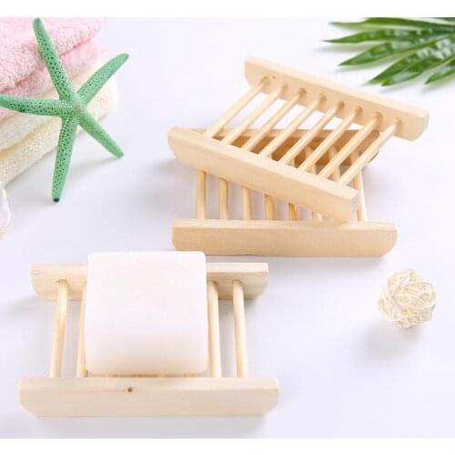 Natural Wooden Soap Tray Holder Bamboo Soap Dishes Soap Rack Plate Container Shower Bathroom Accessories LX2405