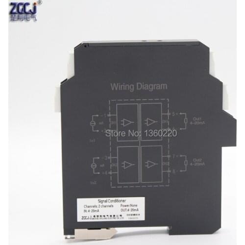 Non power supply ISOLATED signal transmitter 2 ways 4-20mA intput 2 ways 4-20mA output 4-20mA Signal isolator conditioner