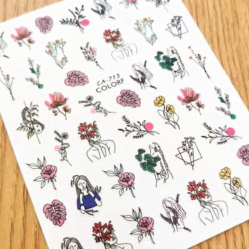 Newest CA 713 face image 3D nail art sticker decal stamping back gule DIY nail decoration tools