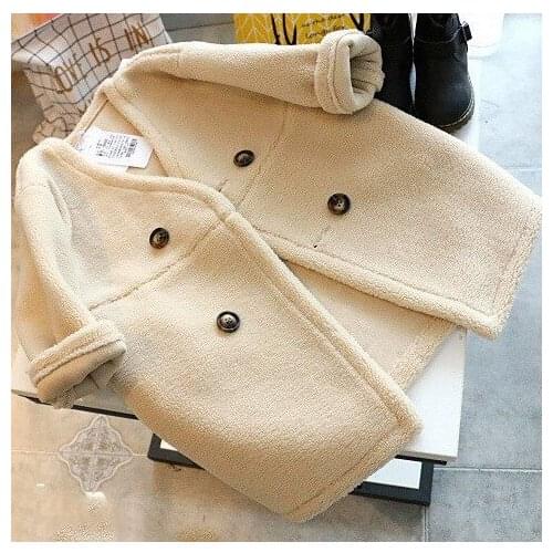 2019 winter new Baby Girl fur Coat Fashion Buttons Cashmere Warm long Jackets coats Kids Childrens Clothing Overwear