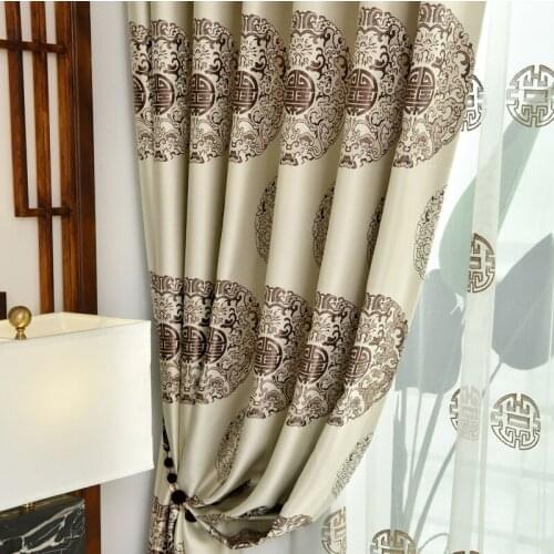 2021 New Customized New Chinese Curtains Classical Living Room Chinese Jacquard Bedroom Shade Curtains Finished High-end Curtain