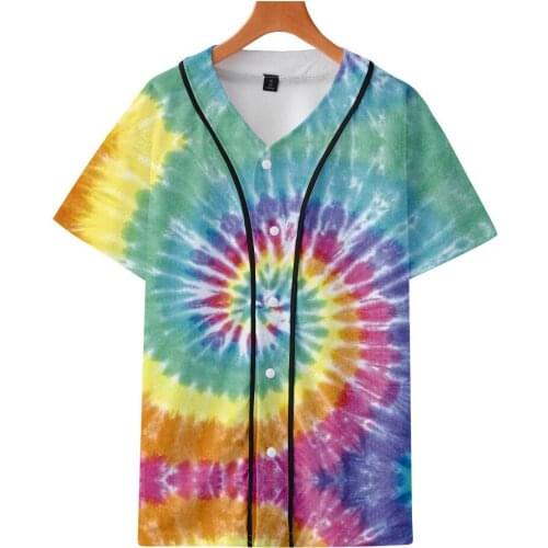 Hot New Tie Dye baseball T Shirt Colorful Psychedelic T-shirt men women short sleeve T Shirts Fashion Brand Tshirt Tops 4XL tops