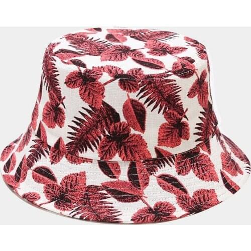 Printed Leaves Bucket Hat Street Headwear Fisherman Outdoor Hat Men and Women Hat Unisex Colorful Fashion hat Cotton