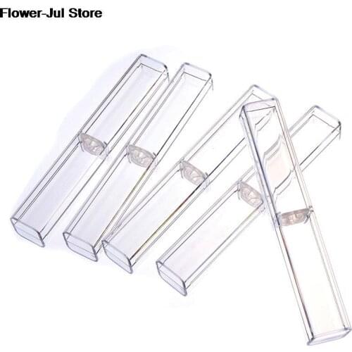 1pc Pen Boxes Plastic Transparent Case Pen Holder Gift Crystal Pen Packaging Boxes Stationery School Office Gifts