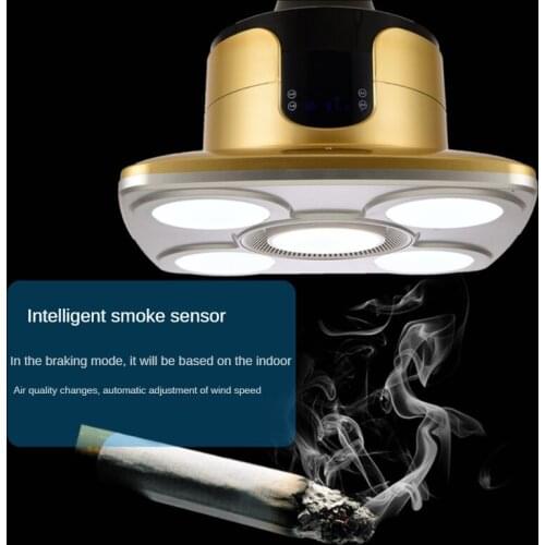Smoking Ceiling Fan Chess Mahjong Room Lights Air Purifier Tea House Restaurant Ceiling Fan with Lights Remote Control