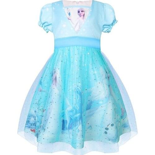 Baby Girl Pink Dress Frozen 2 Elsa Dresses Kids Cute Mesh Princess Dress Party Dresses for Girls Christmas Little Girls Costume