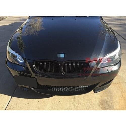 E60 E61 5-Series ABS bumper grille Replacement Tri-color gloss matt black Double fin Slat 2004-2009