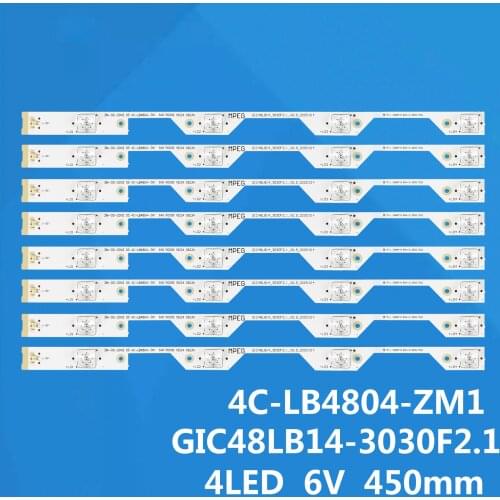 8pcs 4leds FOR TCL L48P1S-CF L48P1-CUD B48A858U LED Backlight strip 4C-LB4804-ZM1 4C-LB4804-ZM01J GIC48LB14-3030F2.1e