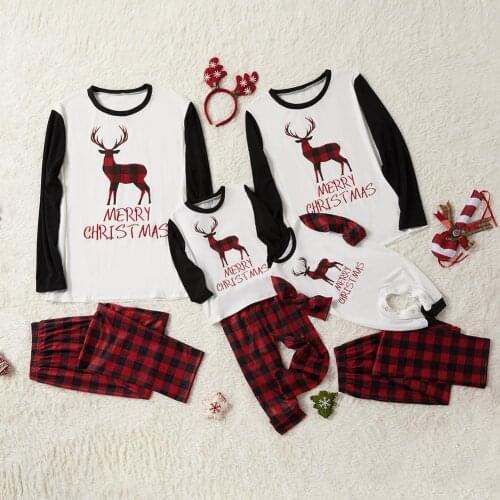 Loose Parent-Child Pajamas Pants Autumn Winter New Family 2pcs Clothes Sets Kids Plaids Letter Cotton Family Matching Outfits