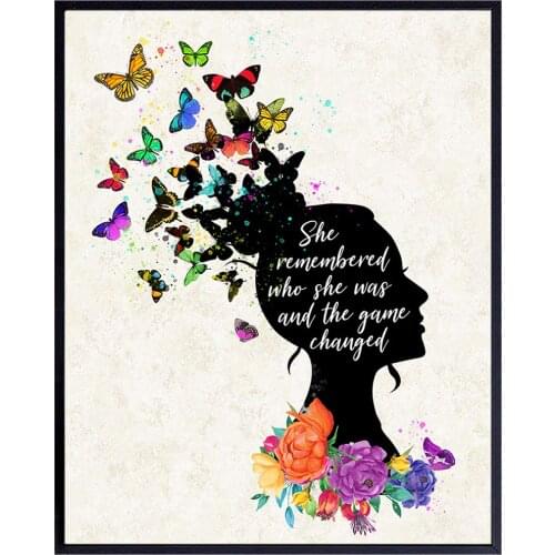 Inspirational Wall Art Decor Motivational Encouragement Gifts for Women for Girls or Teens Bedroom, Living Floral Butterflies