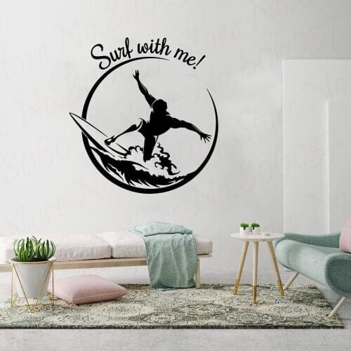 Surfen Citaat Extreme Sport Tiener Kamer Vinyl Muurstickers Decal slaapkamer Decor Nursery Kids Bedroom WL1510