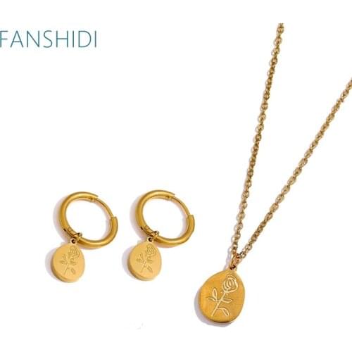 FANSHIDI Trendy Metal Gold Color Flower Charm Necklace For Women 18K Gold Plated Clavicle Chain Romantic Gift To Friends