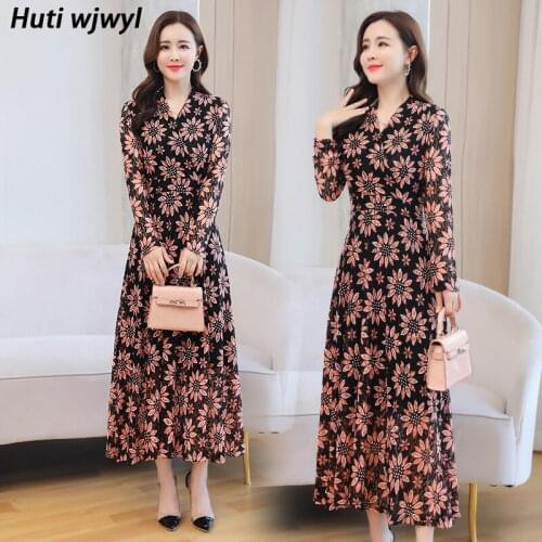 2021 Spring Floral Chiffon Boho Beach Maxi Dress Vintage 4XL Plus Size Print Midi Sundress Women Elegant Bodycon Party Vestidos