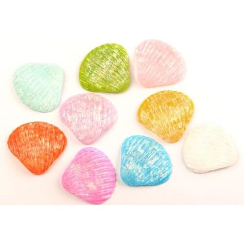 10Pcs Mixed Resin Big Bling Scallop Decoration Crafts Flatback Cabochon Kawaii DIY Embellishments For Scrapbooking Accessories