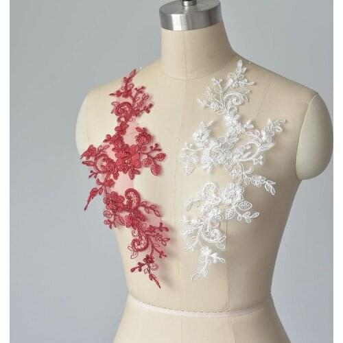 10pcs/pack Hot Selling Exquisite Multicolor Flat Embroidered Lace Flower Wedding Dress Veil DIY Decoration Pair of Flowers