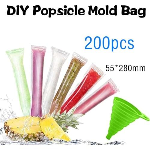 200pcs Disposable Ice Popsicle Mold Bagsice Cream DIY Self-styled Bag Tools Mold Freezer Popsicle Molds Ice Pack Icecream