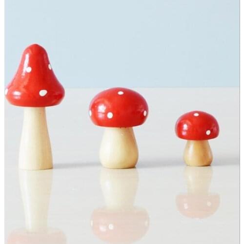 3pcs/lot Wood Mushrooms Miniature Fairy Garden Home Decoration Craft Micro Landscape Decor DIY Gift Moving Forest ML 004