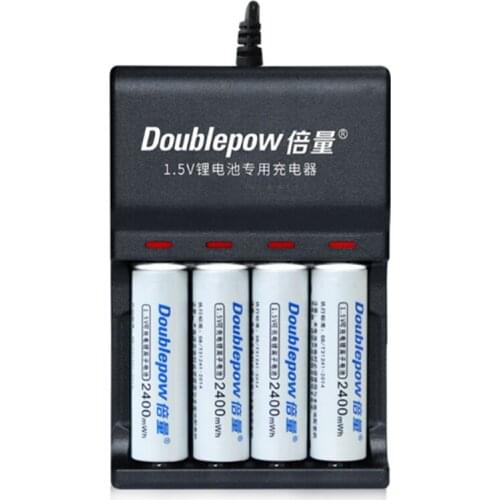 4PCS High power 1.5v 2400mWh AA rechargeable lithium battery microphone camera lithium battery +4 slot smart charger