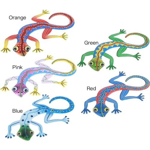 5Pcs Gecko Art Wall Decoration Hanging Decor Iron Craft Home Wall Decorations Garden Yard Small Metal Sculpture