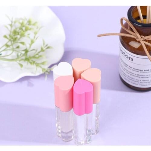 5Pcs Empty Heart-shaped Cosmetic Lip Gloss Balm Container Travel Lipstick Tube