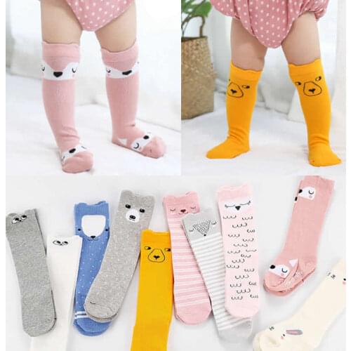 Anti-slip Knee High Sock Baby Fox Cat Cotton Cute Newborn Kids Girl Boy socks Animal Pattern Cartoon Infant Toddler socks