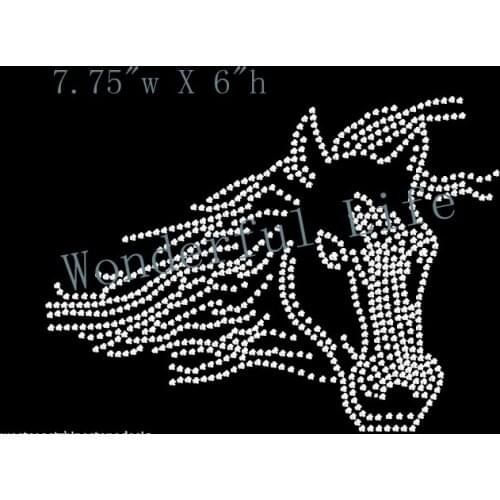 Free shipping Horse Head Rhinestone Iron on T Shirt Design Rhinestone Iron on TransferGYJK