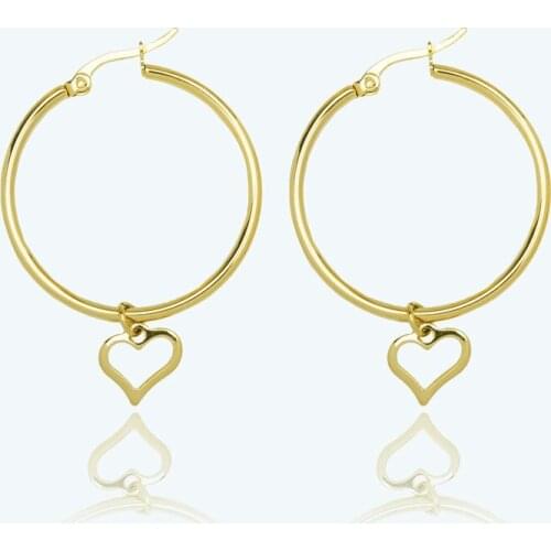 Detachable double stainless steel large earrings titanium steel ring earrings fashion love pendant earrings