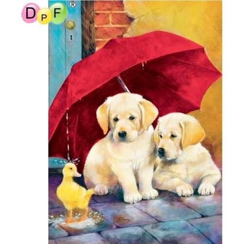 DPF DIY 5D Full Round Diamond Painting puppy and duck Magic Cube Cross Stitch Craft Diamond Embroidery Mosaic Home Decor Gift