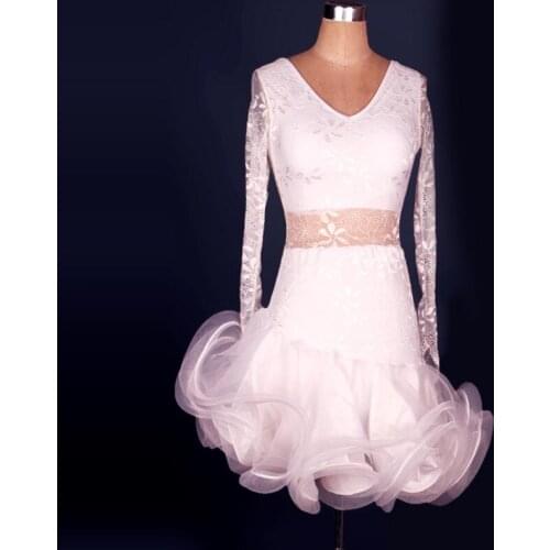 Exclusive make new sexy lace and organza latin dance dress for girls dance cmpetition clothing women ballroom dancing dress