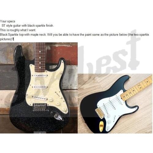 Lvybest electric guitar customized color in sparkle black,dragon maple fingerboard inlay,korea parts bridge,tuner and pickups