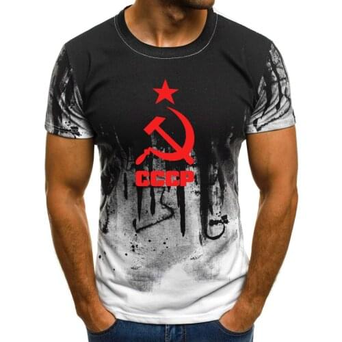 New Summer Mens Short sleeve CCCP Russian USSR Soviet Union Print high quality Cotton Fashion Men’s T-Shirt Tops