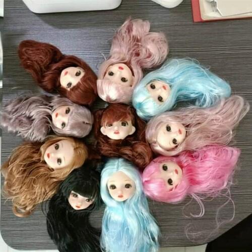 30cm Smile Toothy Doll Head Suitable for 30cm Fat Doll Body Cute 4D Big Eyes Multiple Hairstyle Girl Fashion DIY Dress Up Toy
