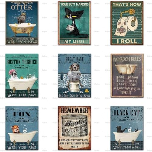 Great Dane Restroom - The Best Seat In The House Poster,Black Cat Canvas, Dog Art Print, Bathroom Wall Art, Funny Toilet Decor