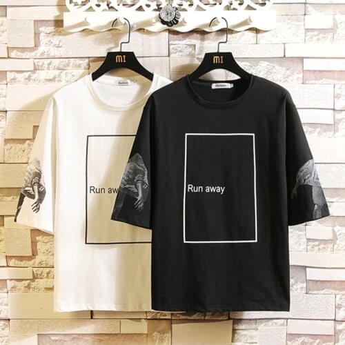 EL BARCO Summer Funny Print Hip Hop Men T-Shirt High Quality Khaki Black Streetwear Male Tees Tops Soft Harajuku White Tshirt