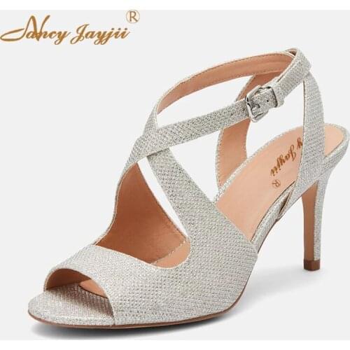 Nancyjayjii Women shoes Ladies sandals Adult White Super High Thin heel Ankle-Strap Buckle Strap Solid Sexy Mature Party