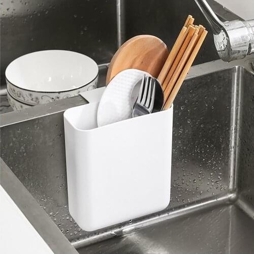 Kitchen Sink Hanging Drain Basket Punch-free Storage Hanging Basket Wall Mount For Soap Sponge Shelf