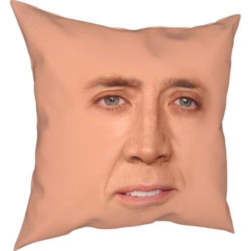 Nicolas Cage Face Pillow Cover Home Decorative Cushions Throw Pillow for Sofa Polyester Double-sided Printing Unique