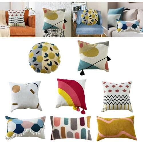 Patterned Throw Pillow Cover Embroidered Cotton Pillowcase Home Decoration