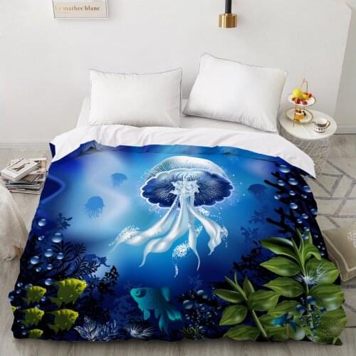 1 Pcs 3D Printed Cartoon Jellyfish Duvet Cover 240x220 King Size Printing NO Pillowcases And NO Sheets Home Textiles Comforter