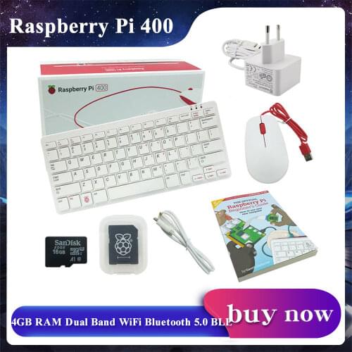 Raspberry Pi 400 4GB RAM 1.8G Cortex-A72 CPU Built-in WiFi Bluetooth SD Card Power Adapter Video Cable Beginner Guide