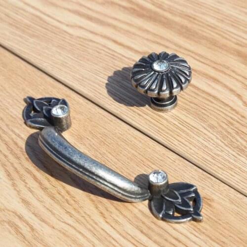 64mm antique silver drawer cabinet pulls knobs rhinestone dresser door hndles knobs 2.5" vintage furniture handles knobs