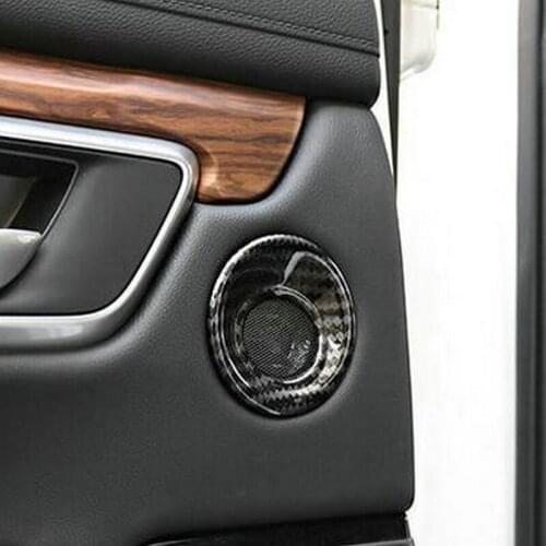SBTMY 2PCS/SET Car rear door sound carbon fiber decorative ring For HONDA CRV CR-V 2017 2018 accessories