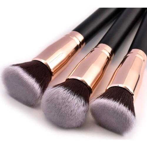 Champagne Loose Powder Makeup Brush Round Flat Top Foundation Concealer Blush Contour Blusher Face Makeup Brush Pincel Maquiagem