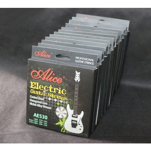 12 Sets Alice AE530 Hexagonal Core Nickek Alloy Wound Steel Electric Guitar Strings (008 ,009 ,010 choose)