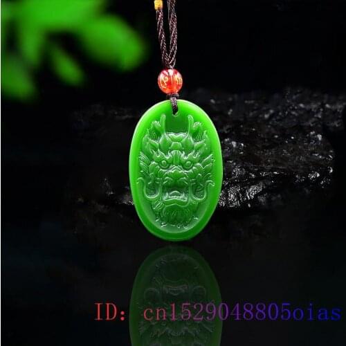 Green Jade Dragon Pendant Necklace Natural Jadeite Men Amulet Jewelry Chinese Fashion Gifts Carved Charm