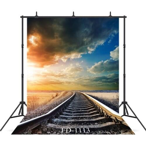 Railway in The Sunset Vinyl Background For Photo Shoot Props Children Baby Shower Portrait Baby Shower Cloth Photo Backdrops