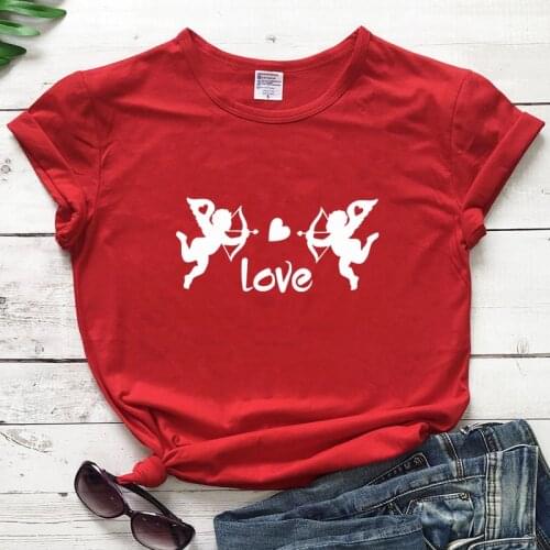 Love Cupids Angel T-shirt Cute Valentines Day Gift Tshirt Aesthetic Womens Valentine Graphic Tee Shirt Top Dropshipping