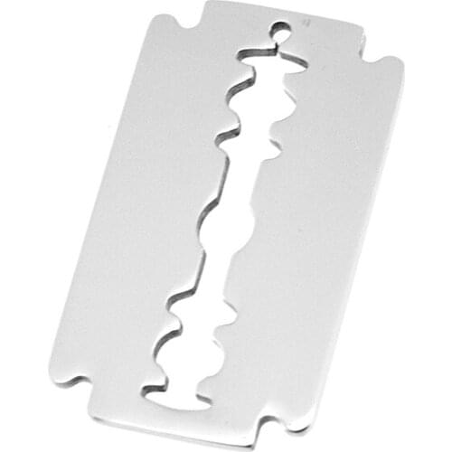 Women jewelry stainless steel 22x37mm shaver blade Pendant loop both sides mirror polished high quality wholesale 50pcs